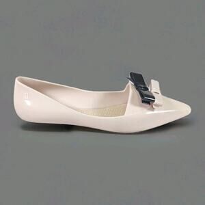 Melissa Ultragirl Jason Wu Bow Flats Womens 7 Cream Beige Pointed Toe Jelly